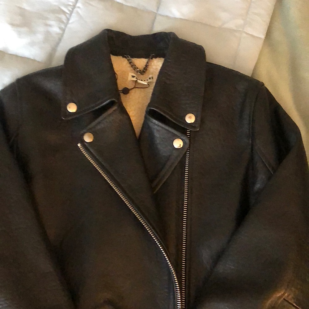 Whistles leather and Sherpa coat. Size S. EUC no smoking no pets